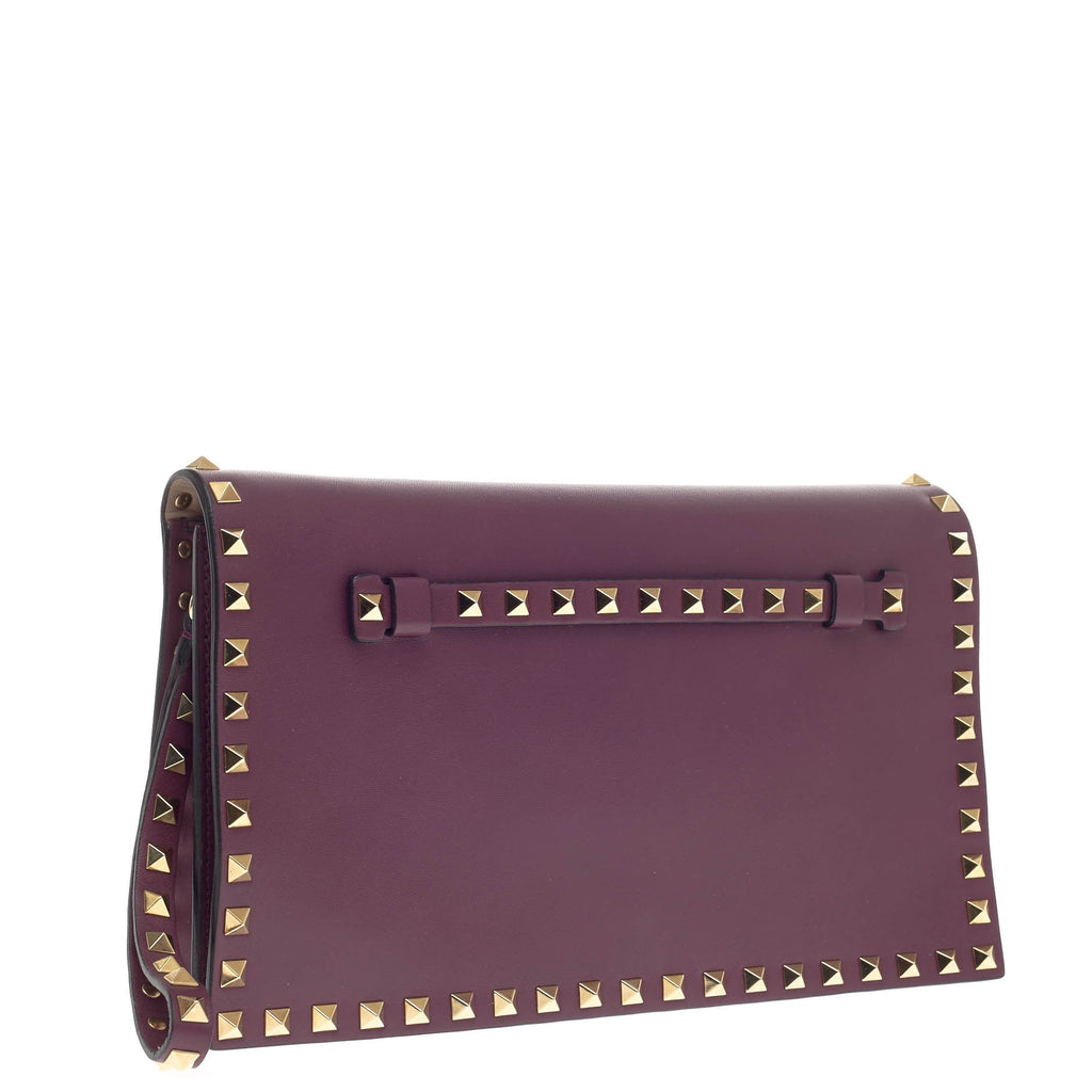 Rockstud Flap Clutch Leather