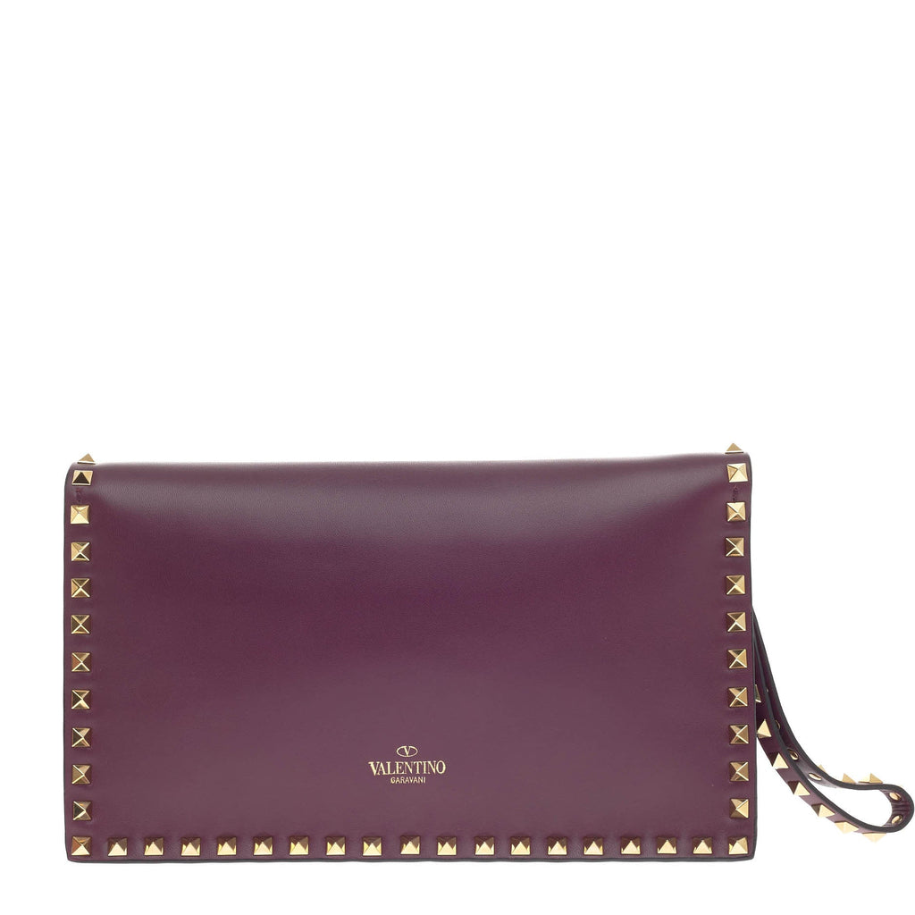 Rockstud Flap Clutch Leather