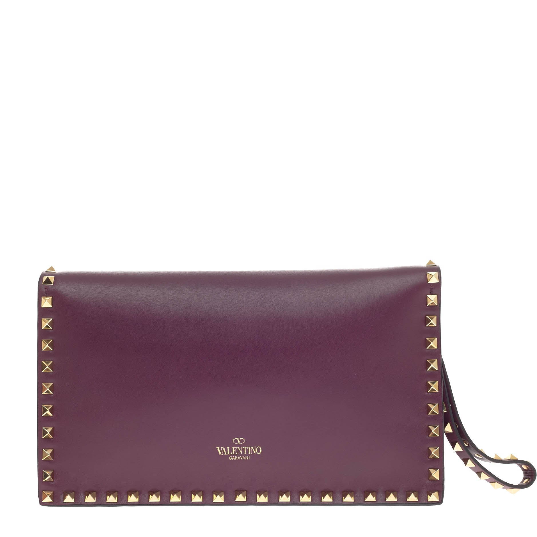 Rockstud Flap Clutch Leather