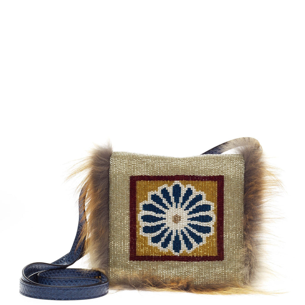Daisy Convertible Clutch Beaded Snakeskin
