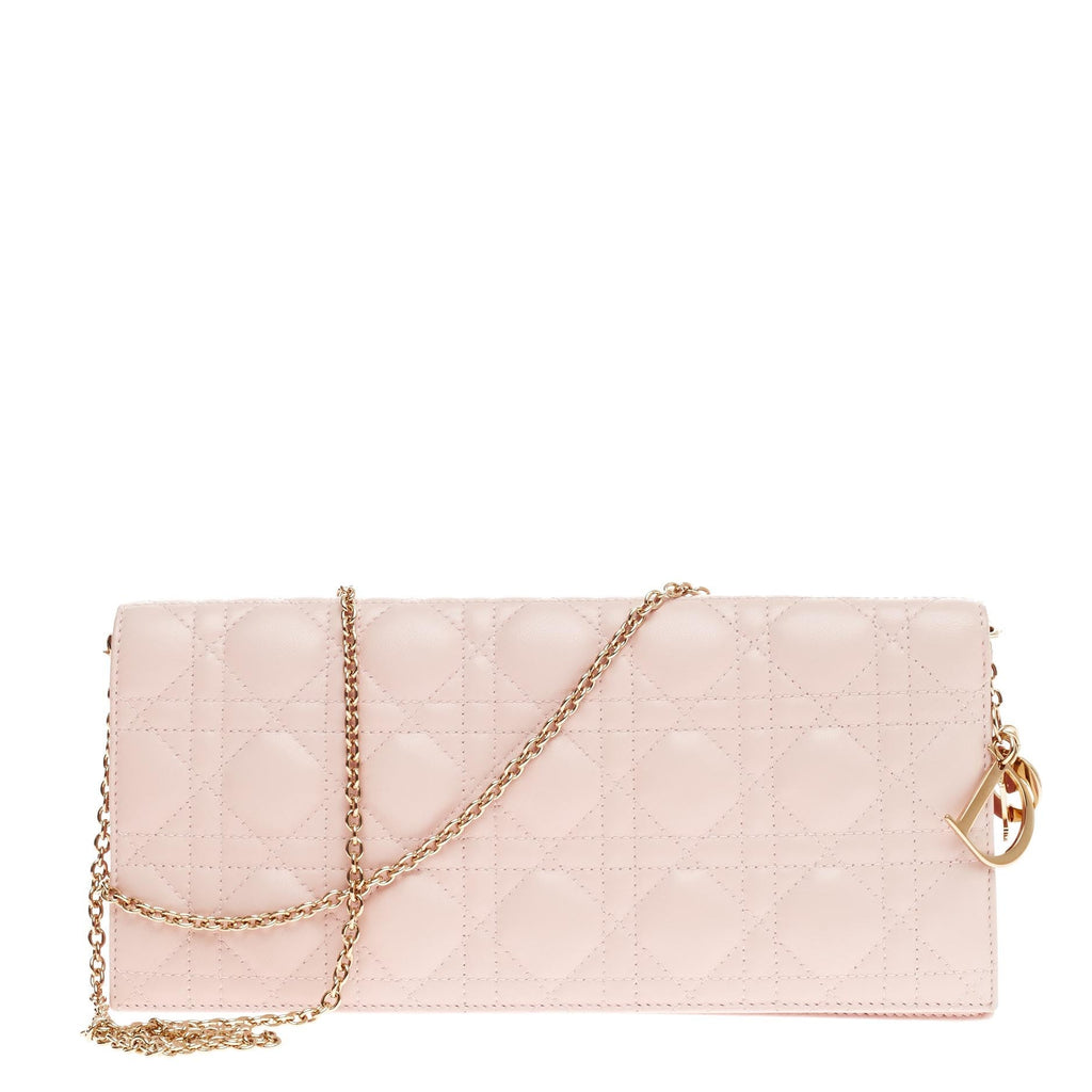 Lady Dior Chain Convertible Clutch Cannage Quilt Leather Long