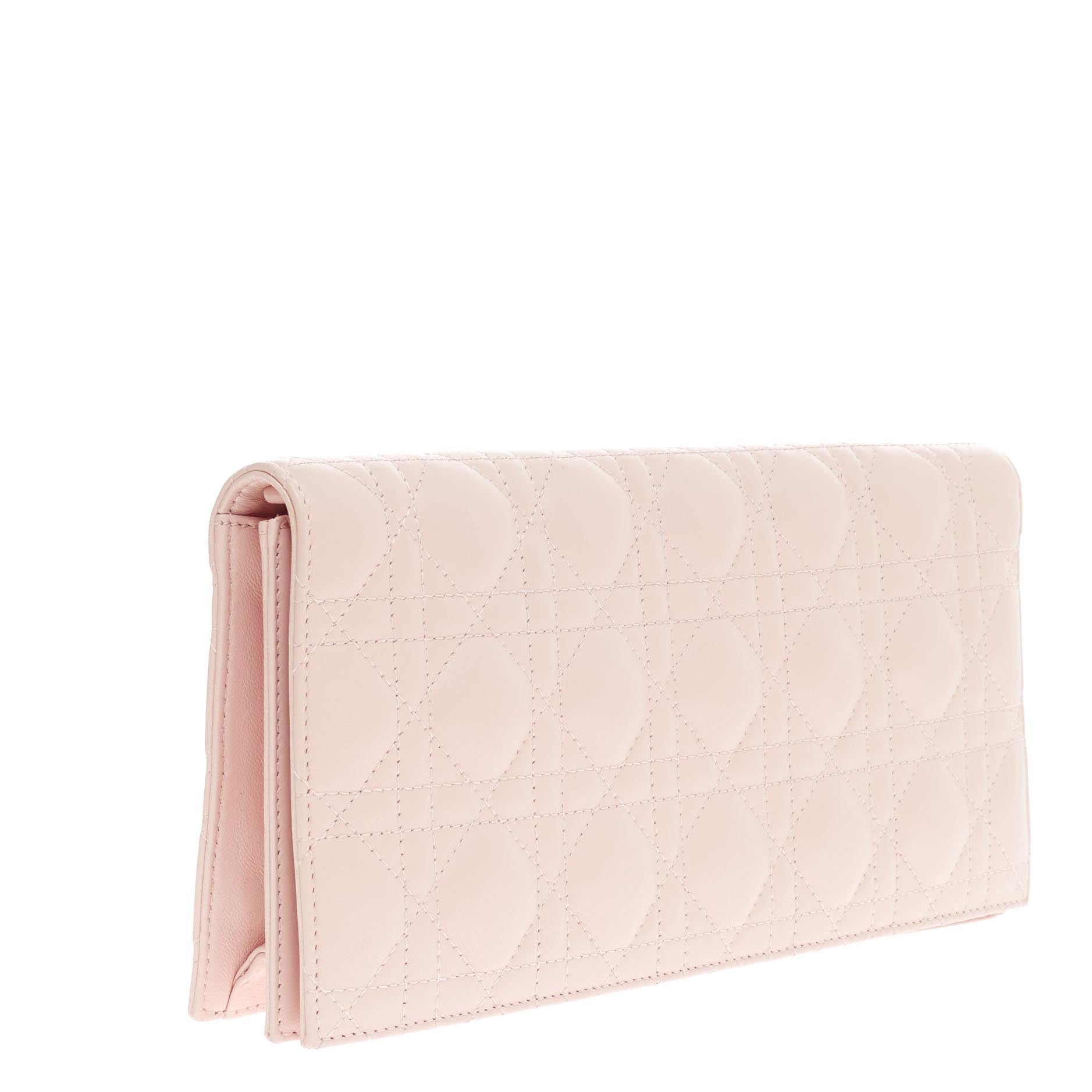 Lady Dior Chain Convertible Clutch Cannage Quilt Leather Long