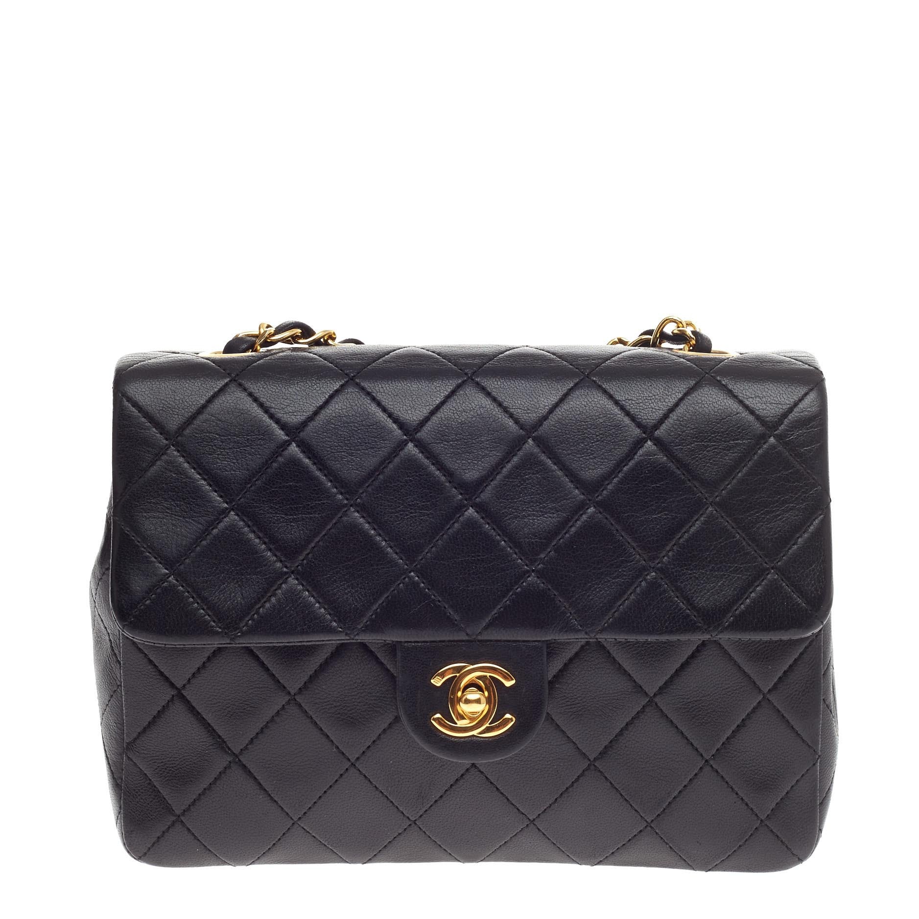 Vintage Square Classic Single Flap Bag Quilted Leather Mini