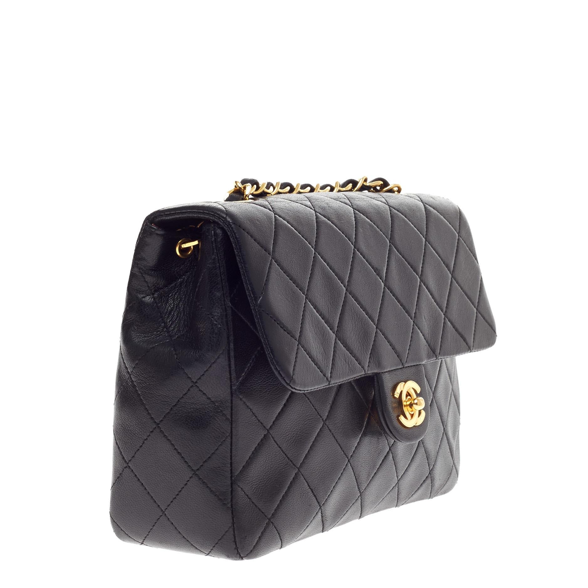 Vintage Square Classic Single Flap Bag Quilted Leather Mini