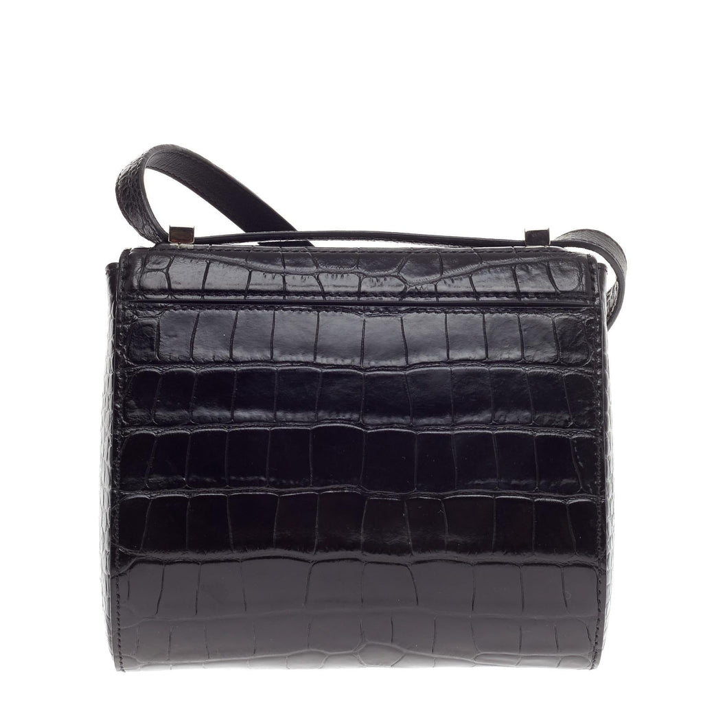 Pandora Box Handbag Crocodile Embossed Patent Mini