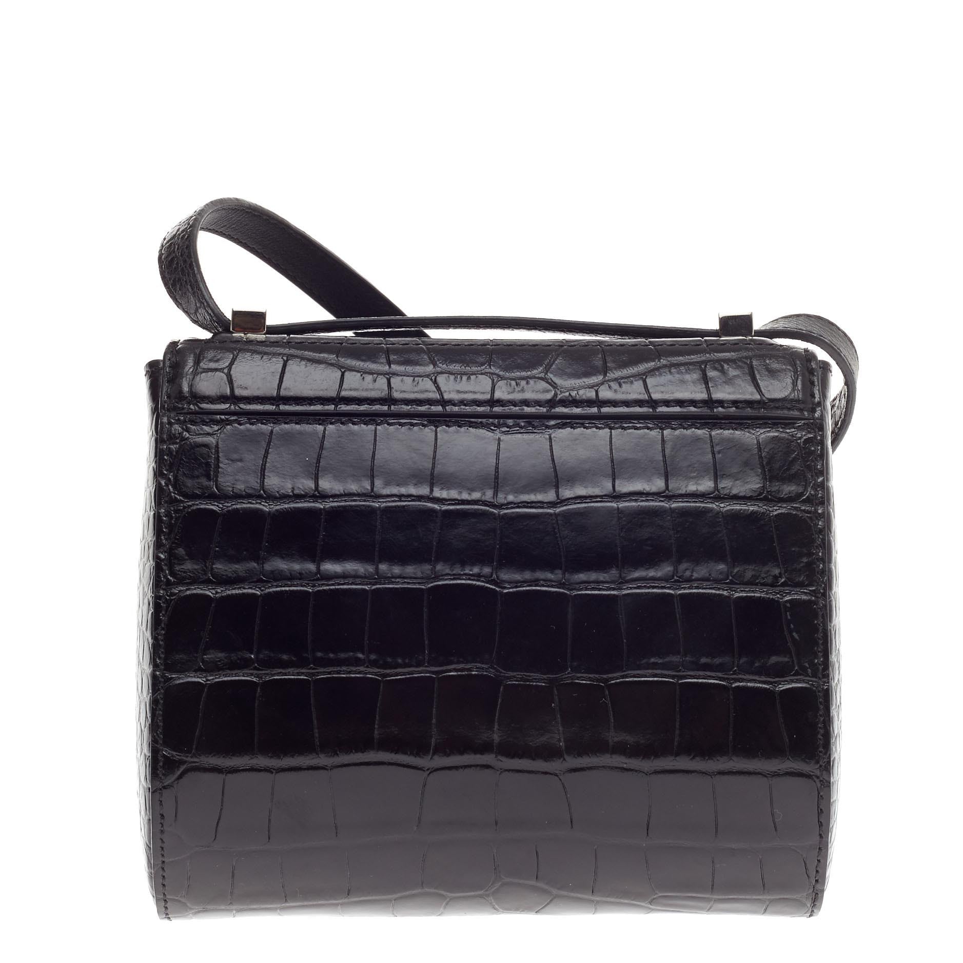 Pandora Box Handbag Crocodile Embossed Patent Mini