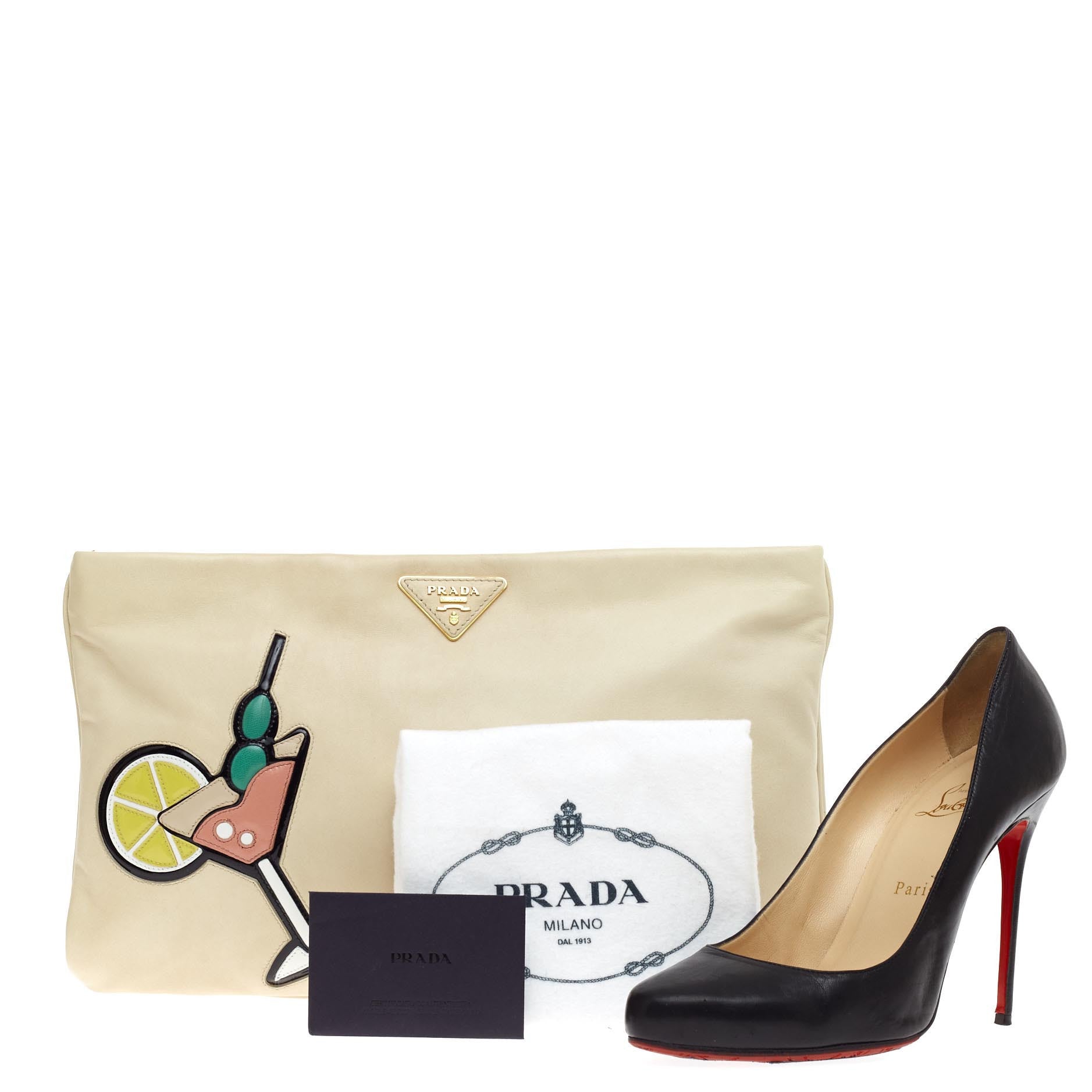 50's Graphic Clutch Nappa Leather