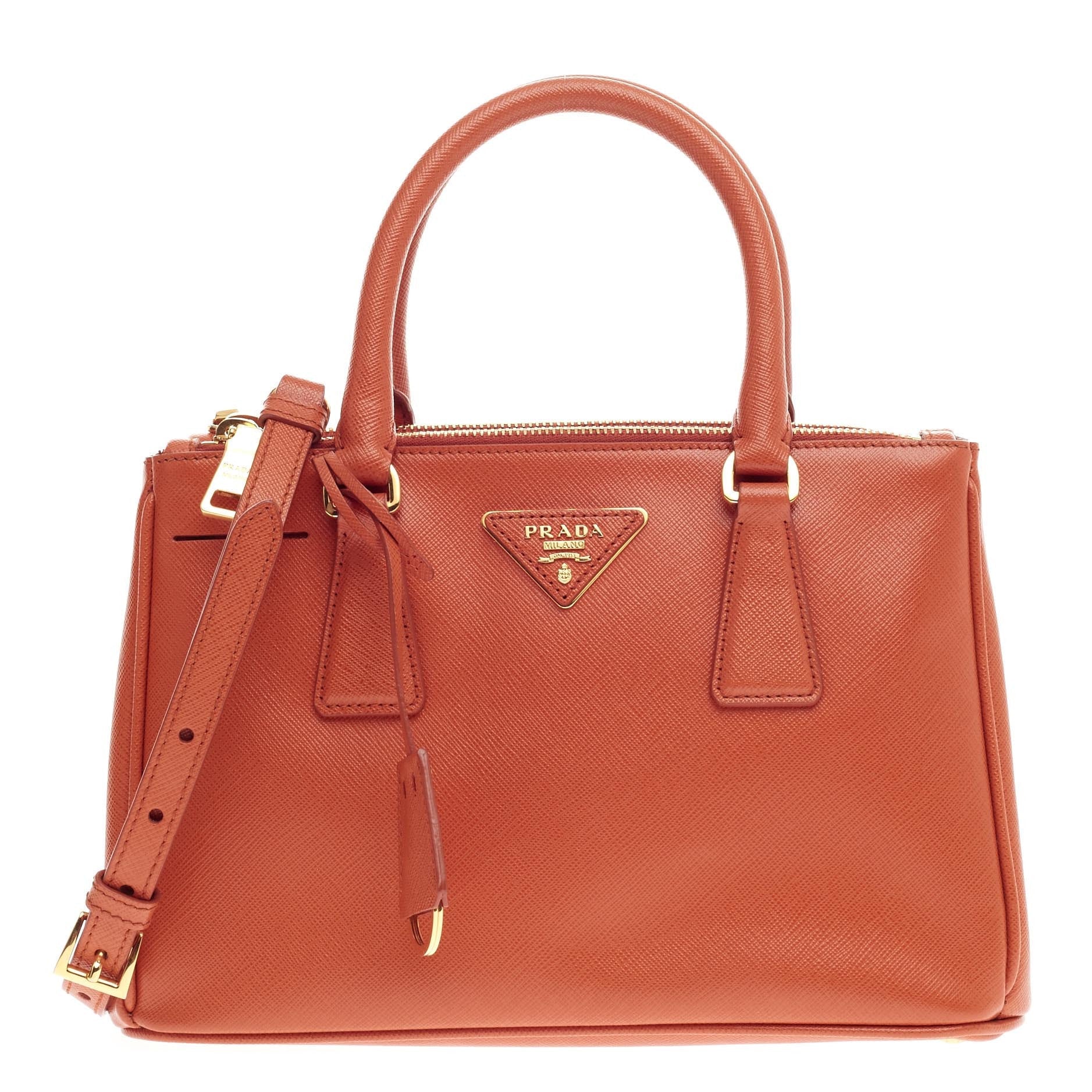 Double Zip Lux Tote Saffiano Leather Mini