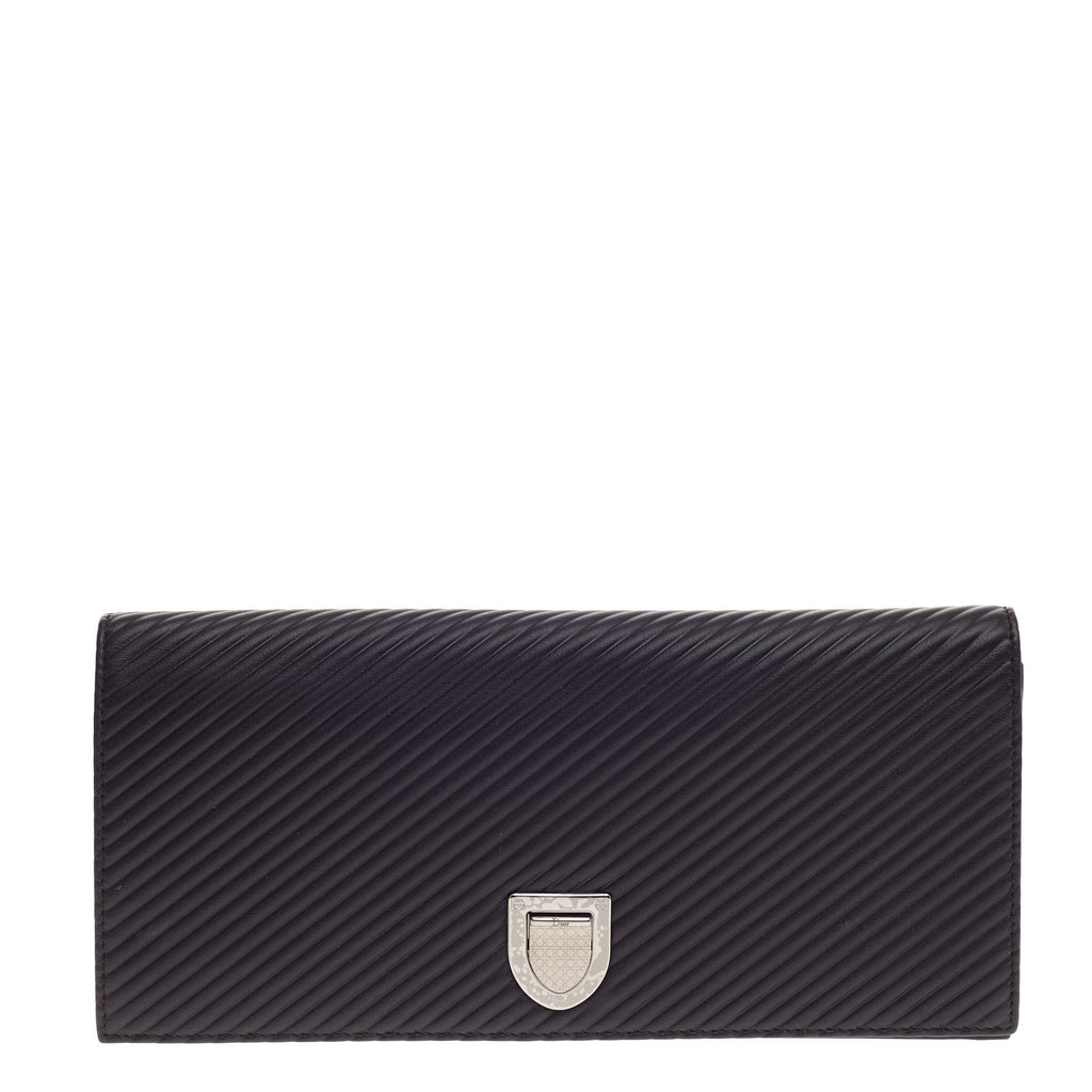 Diorama Chain Clutch Pleated Leather
