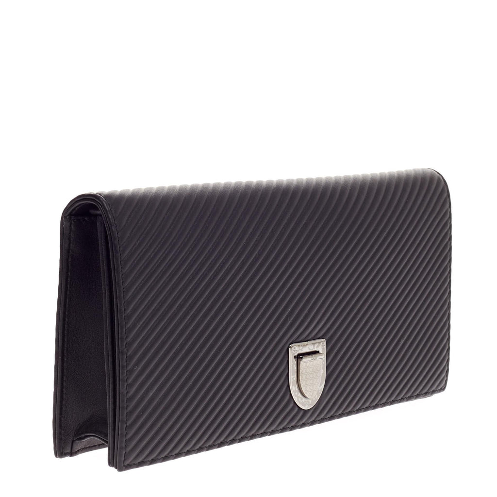 Diorama Chain Clutch Pleated Leather