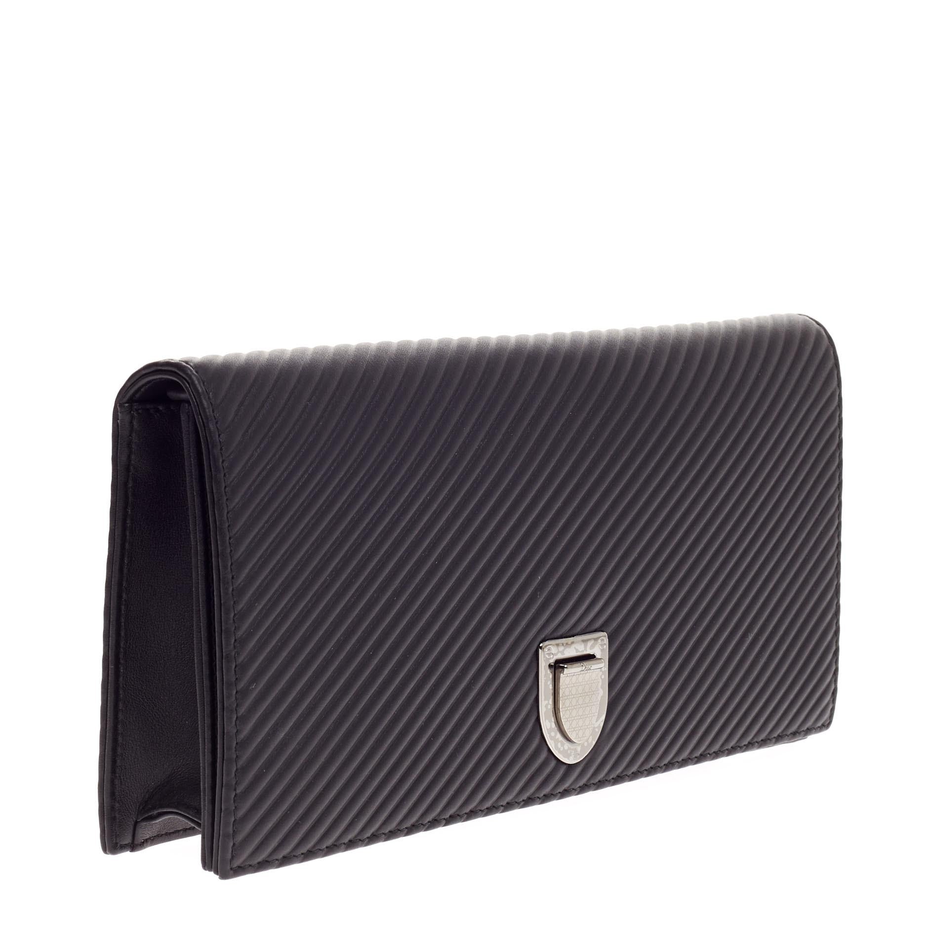 Diorama Chain Clutch Pleated Leather