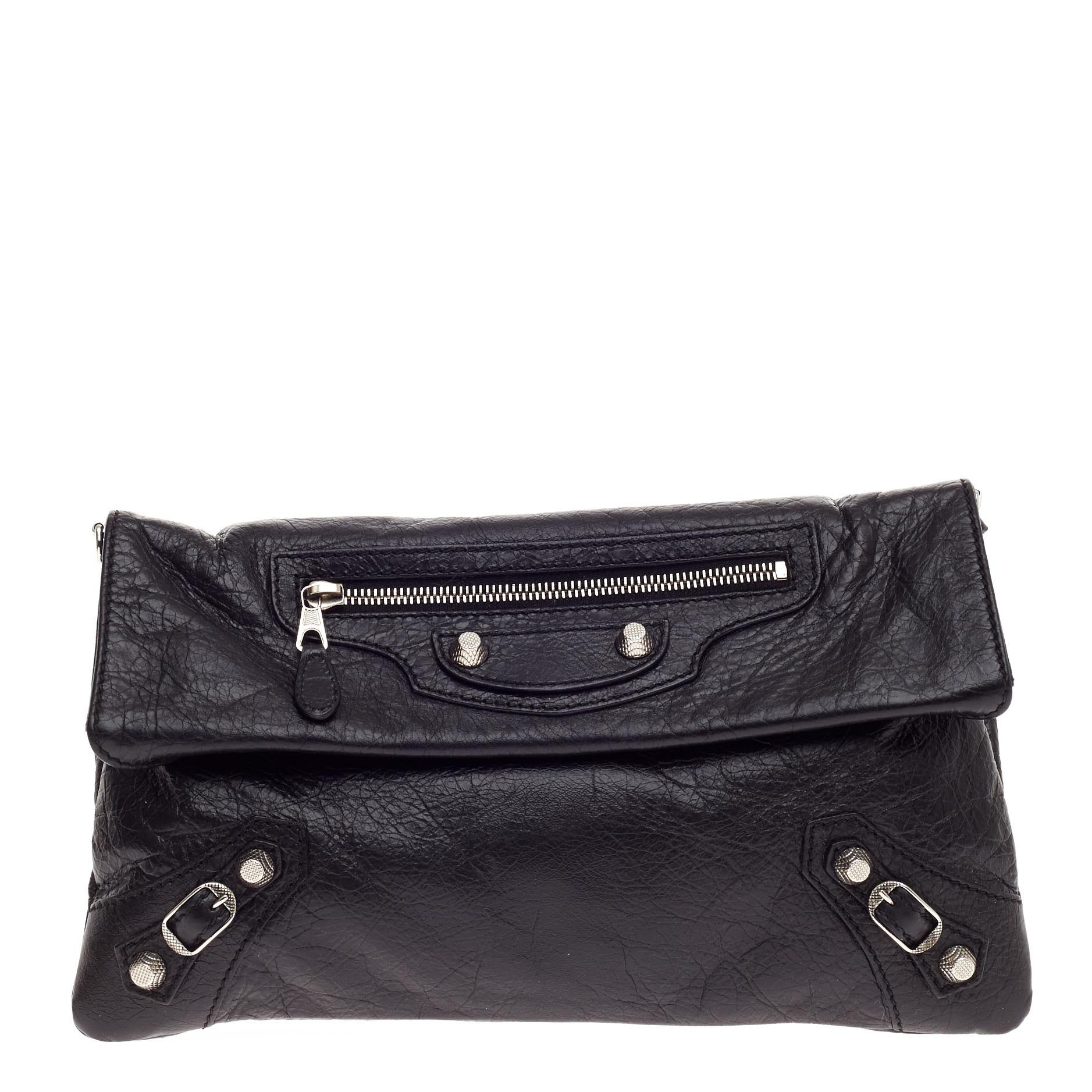 Envelope Strap Clutch Giant Studs Leather