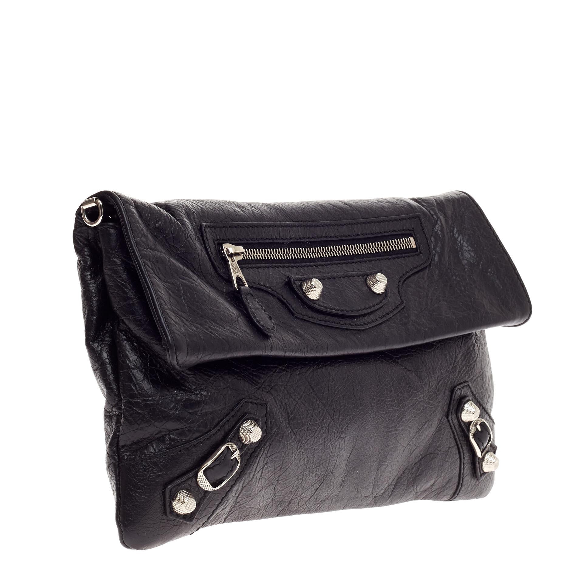Envelope Strap Clutch Giant Studs Leather