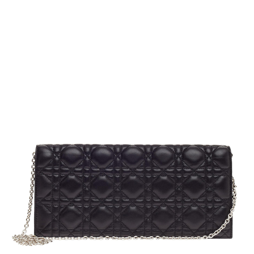 Lady Dior Chain Convertible Clutch Cannage Quilt Leather Long