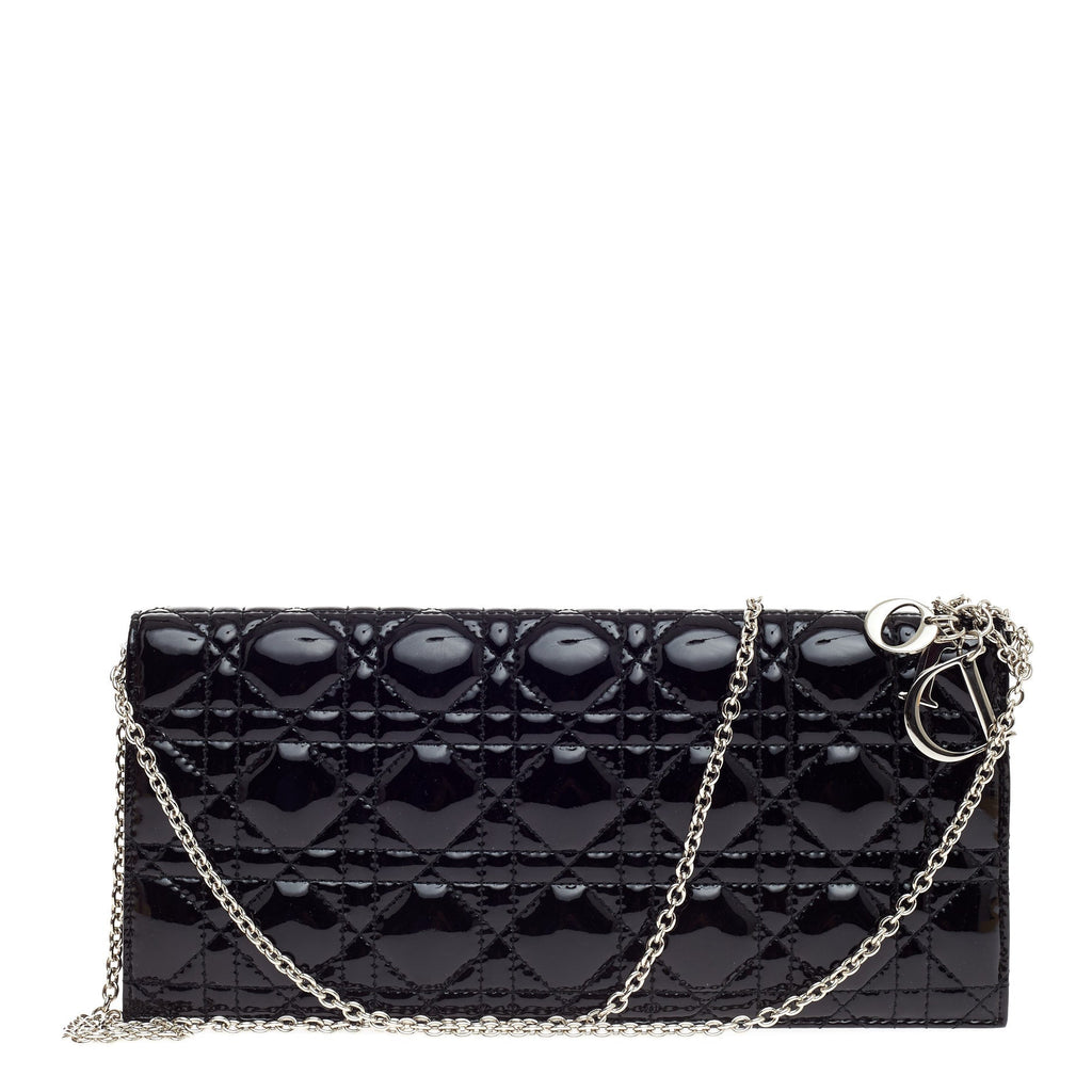 Lady Dior Chain Convertible Clutch Cannage Quilt Patent Long