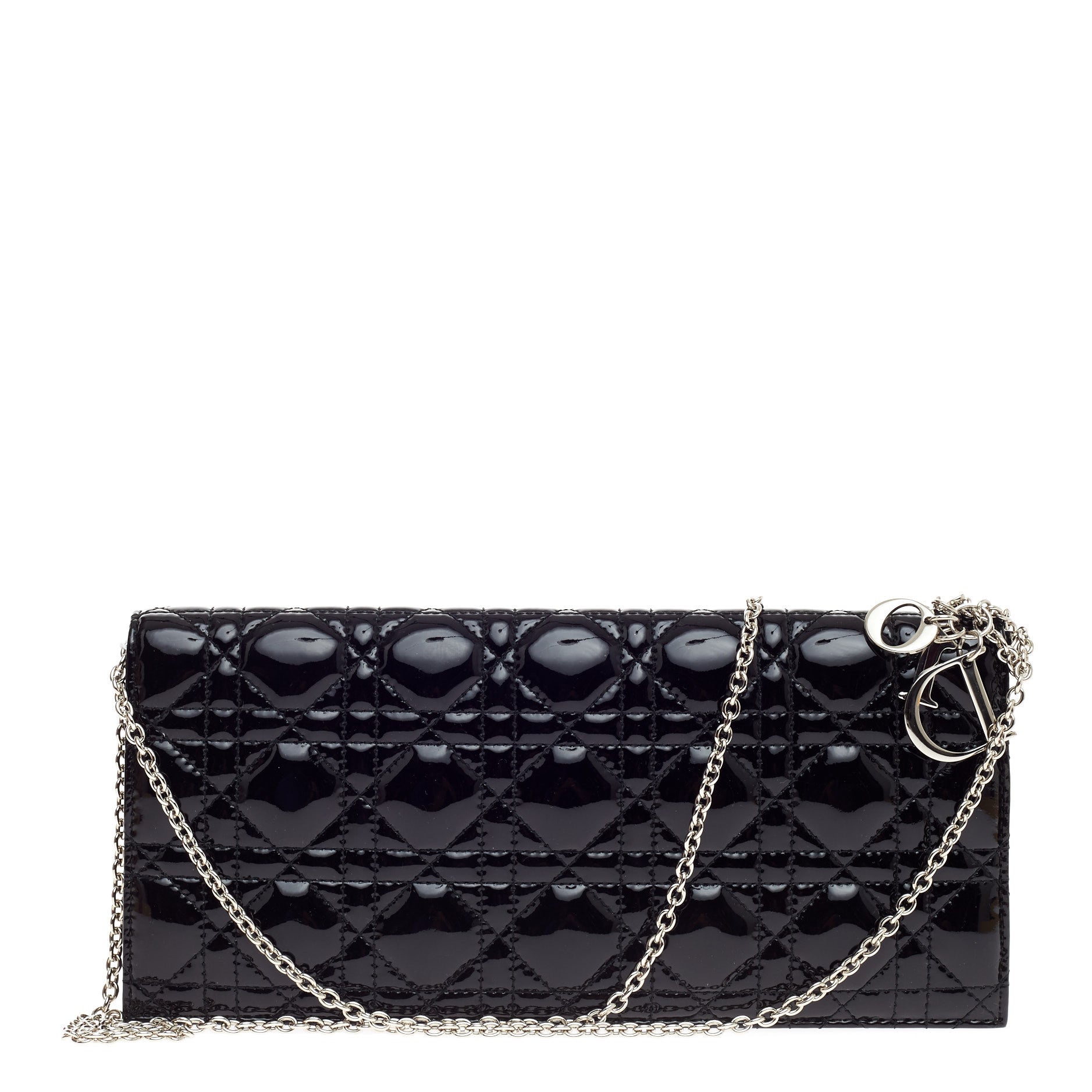 Lady Dior Chain Convertible Clutch Cannage Quilt Patent Long