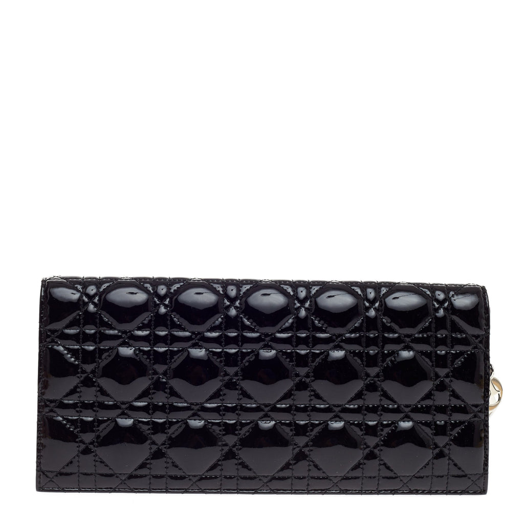 Lady Dior Chain Convertible Clutch Cannage Quilt Patent Long