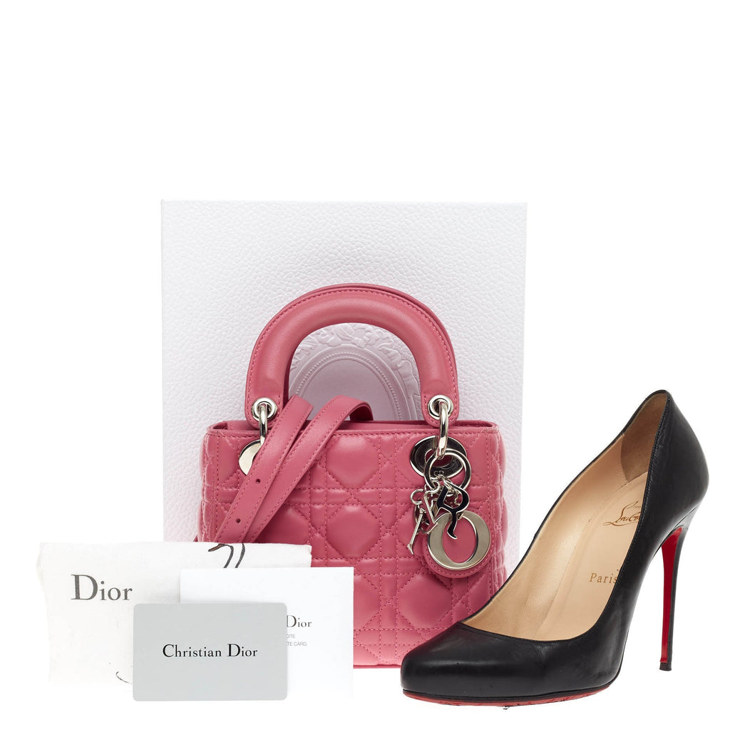 Lady Dior Handbag Cannage Quilt Lambskin Mini
