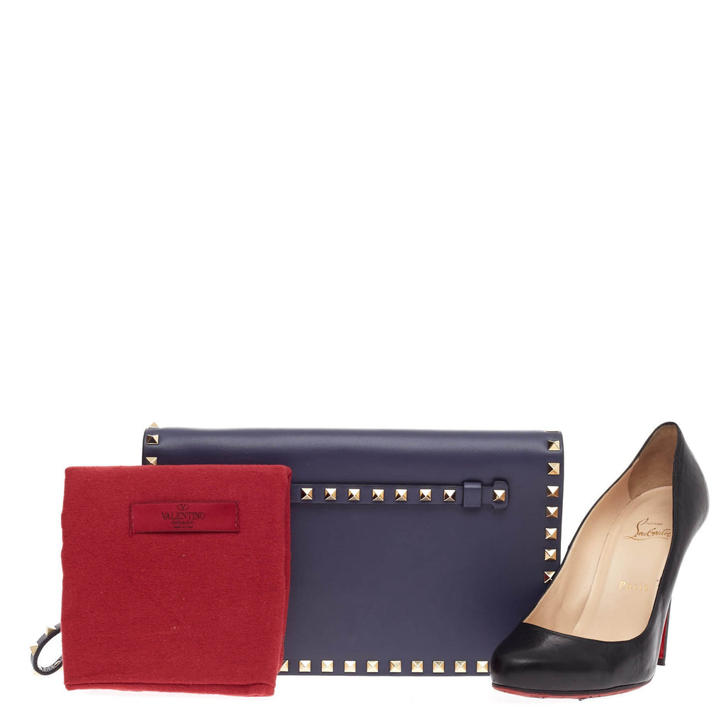 Rockstud Flap Clutch Leather