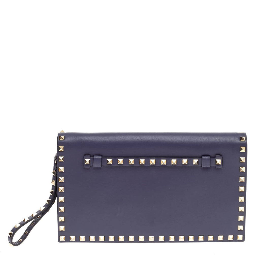 Rockstud Flap Clutch Leather