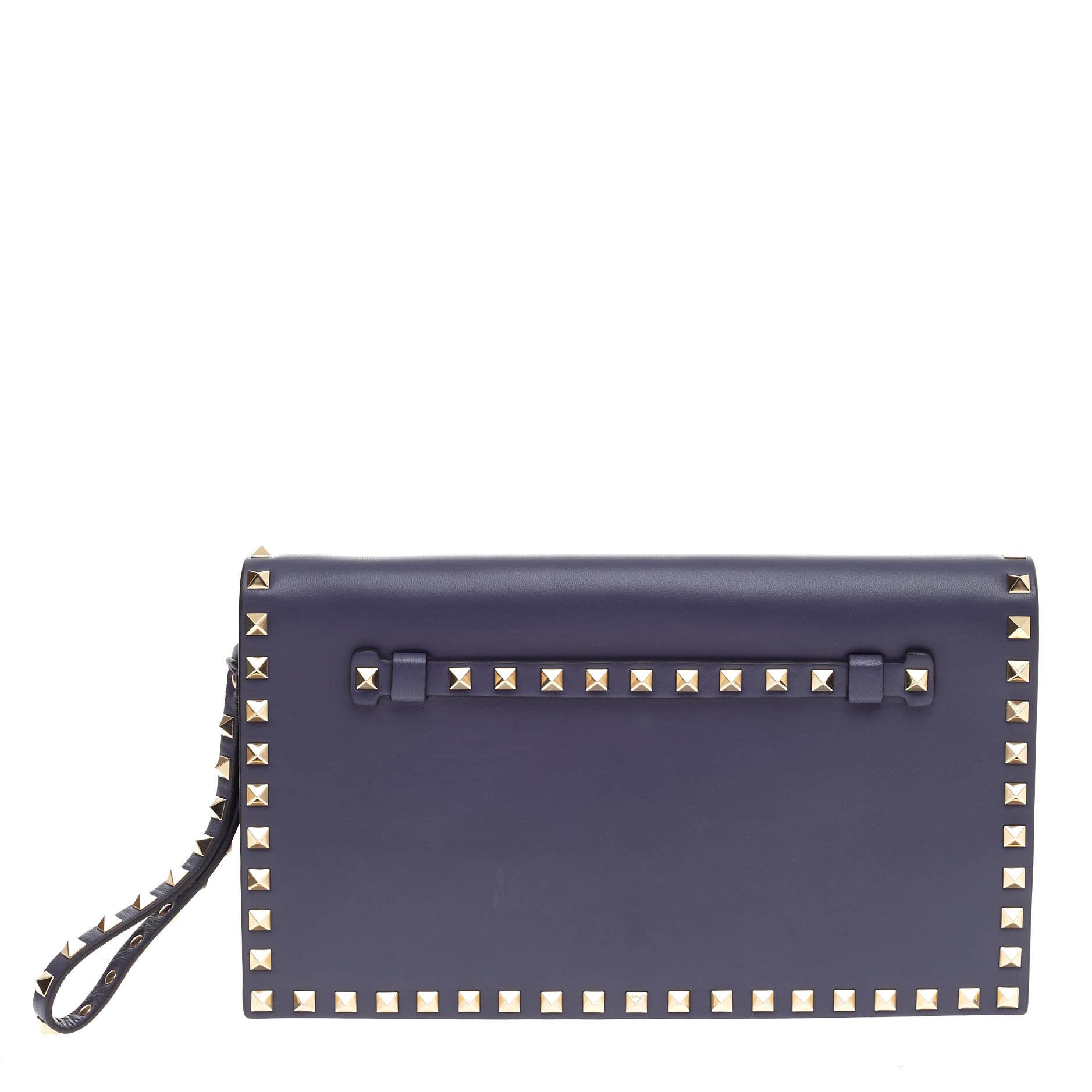 Rockstud Flap Clutch Leather