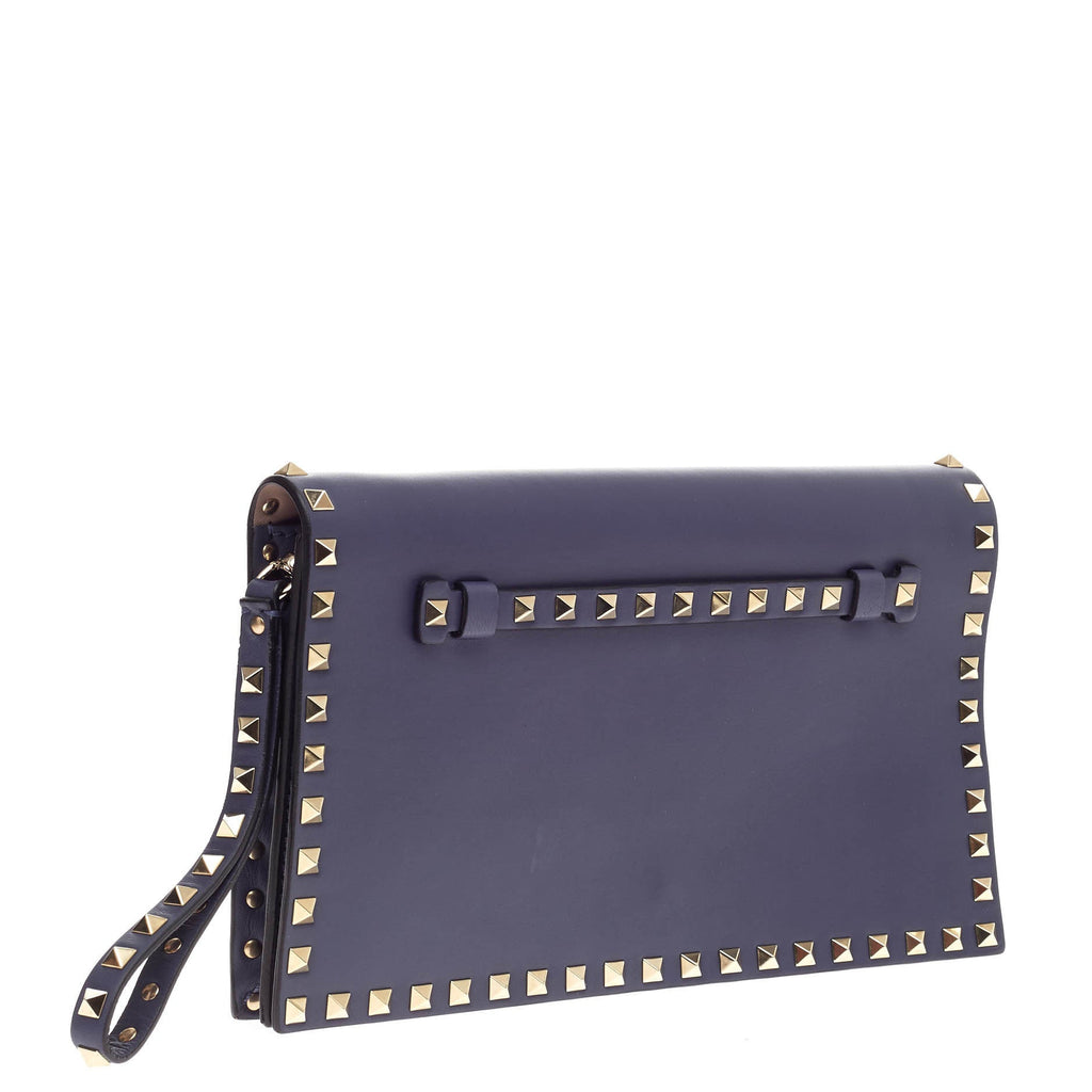 Rockstud Flap Clutch Leather