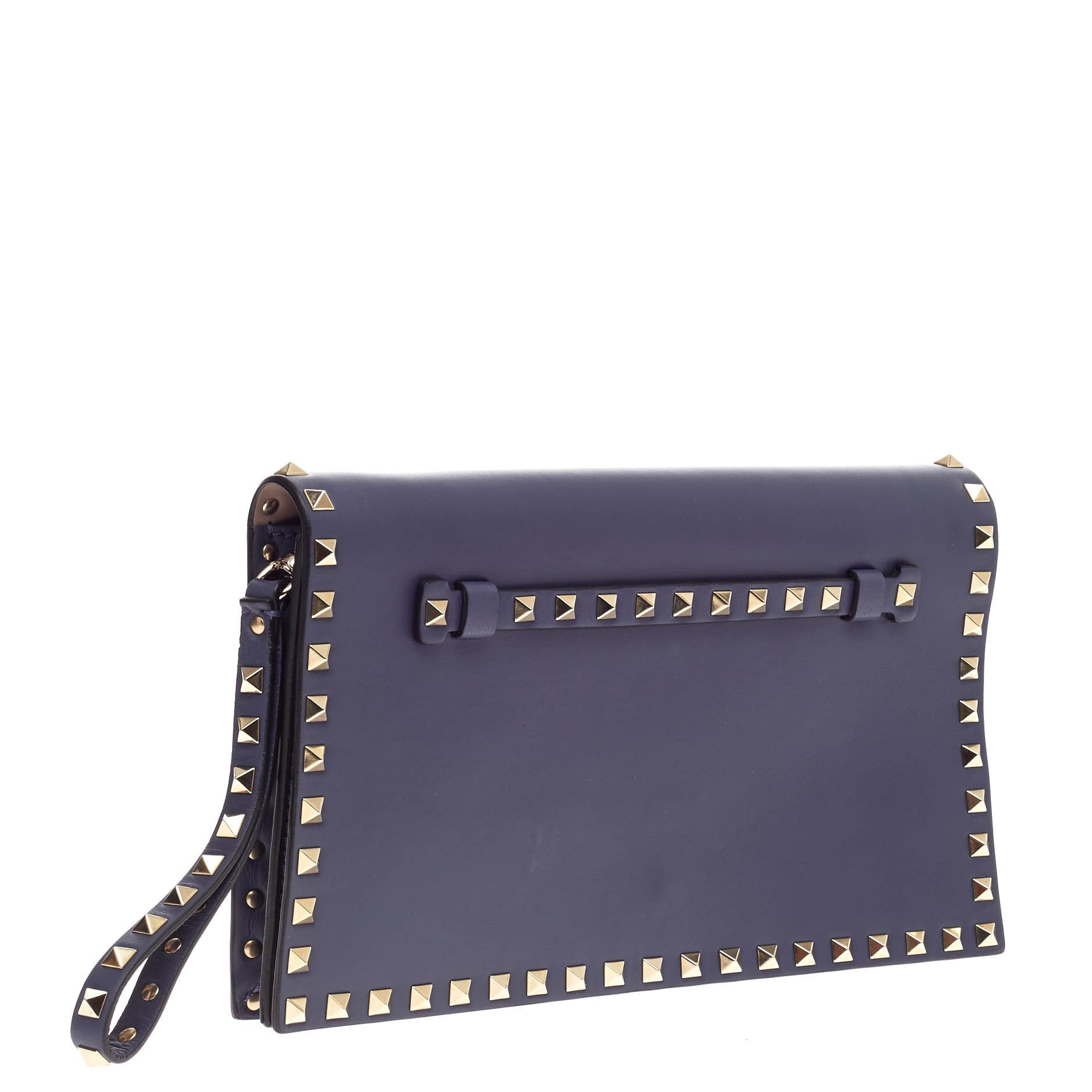 Rockstud Flap Clutch Leather