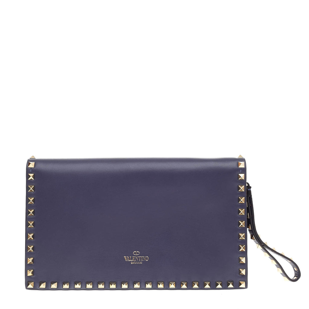 Rockstud Flap Clutch Leather