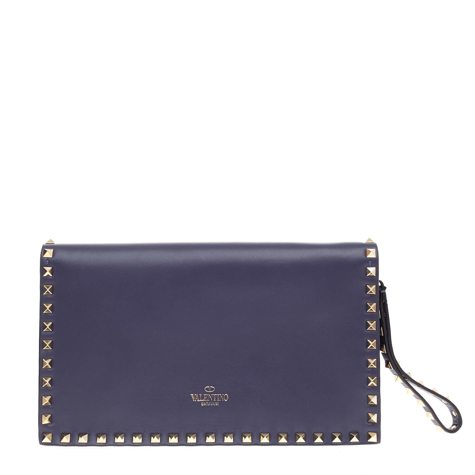 Rockstud Flap Clutch Leather
