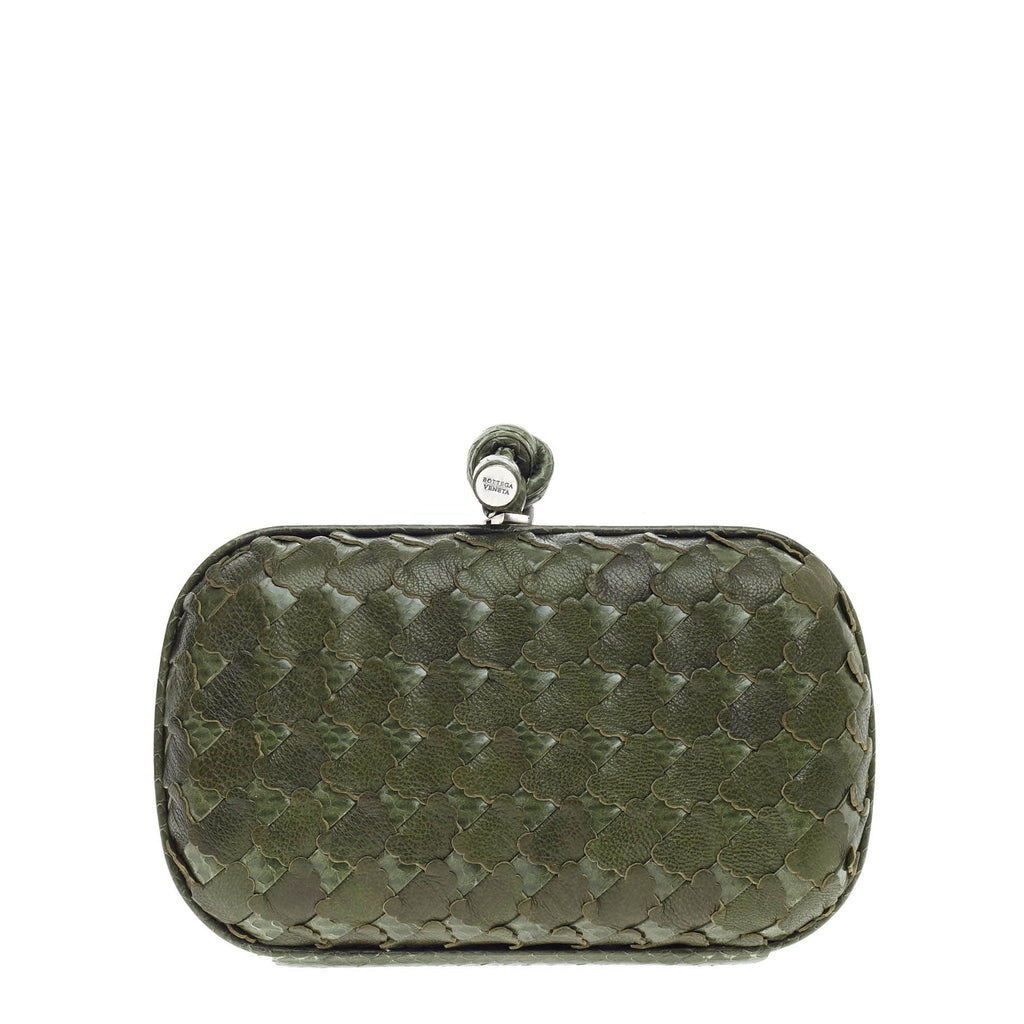 Box Knot Clutch Leather and Snakeskin