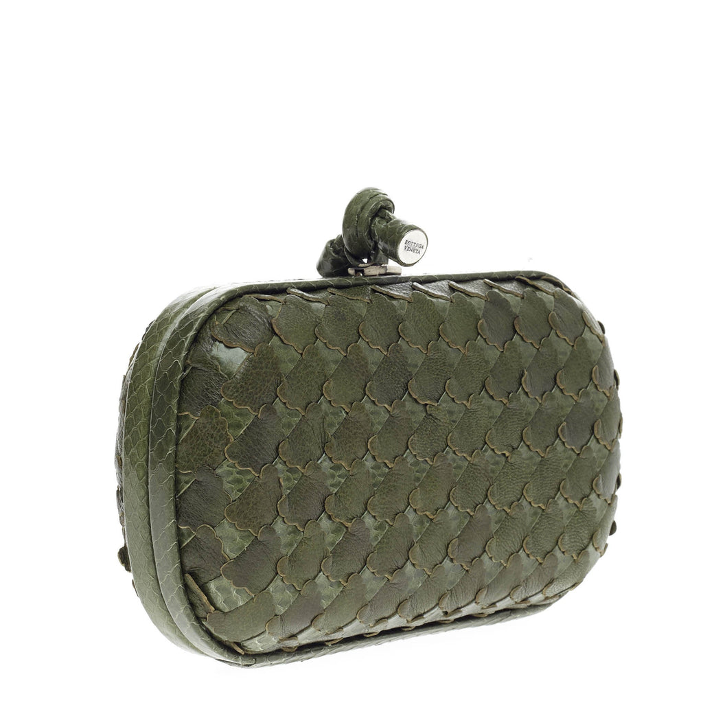 Box Knot Clutch Leather and Snakeskin