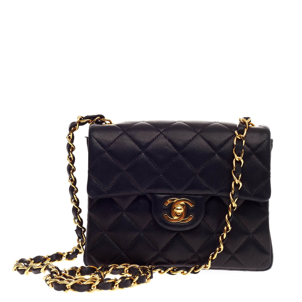 Vintage Square Classic Single Flap Bag Quilted Leather Mini