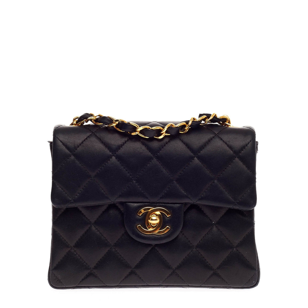 Vintage Square Classic Single Flap Bag Quilted Leather Mini