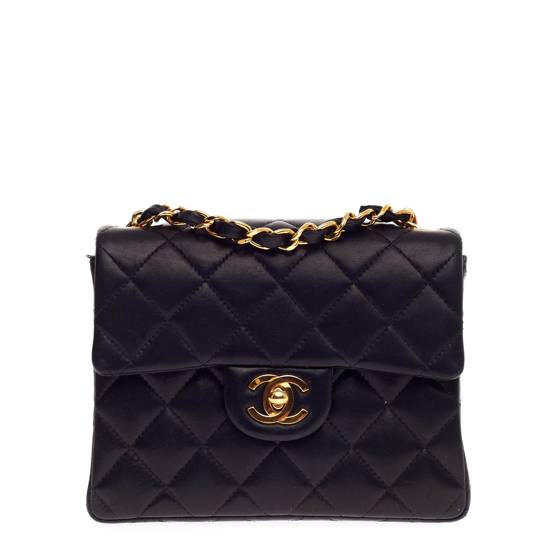 Vintage Square Classic Single Flap Bag Quilted Leather Mini