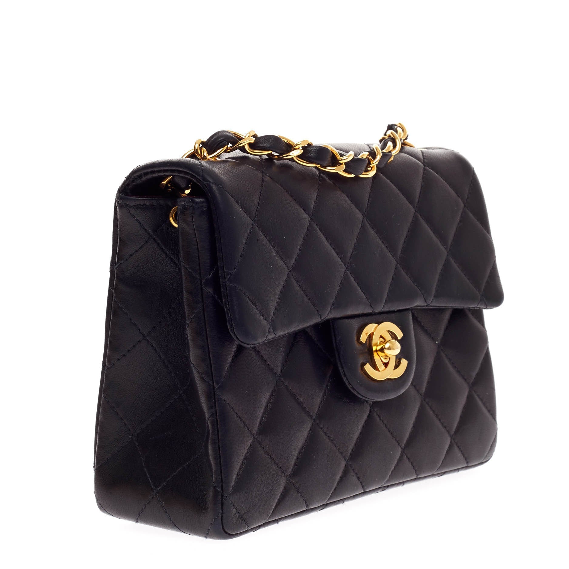 Vintage Square Classic Single Flap Bag Quilted Leather Mini