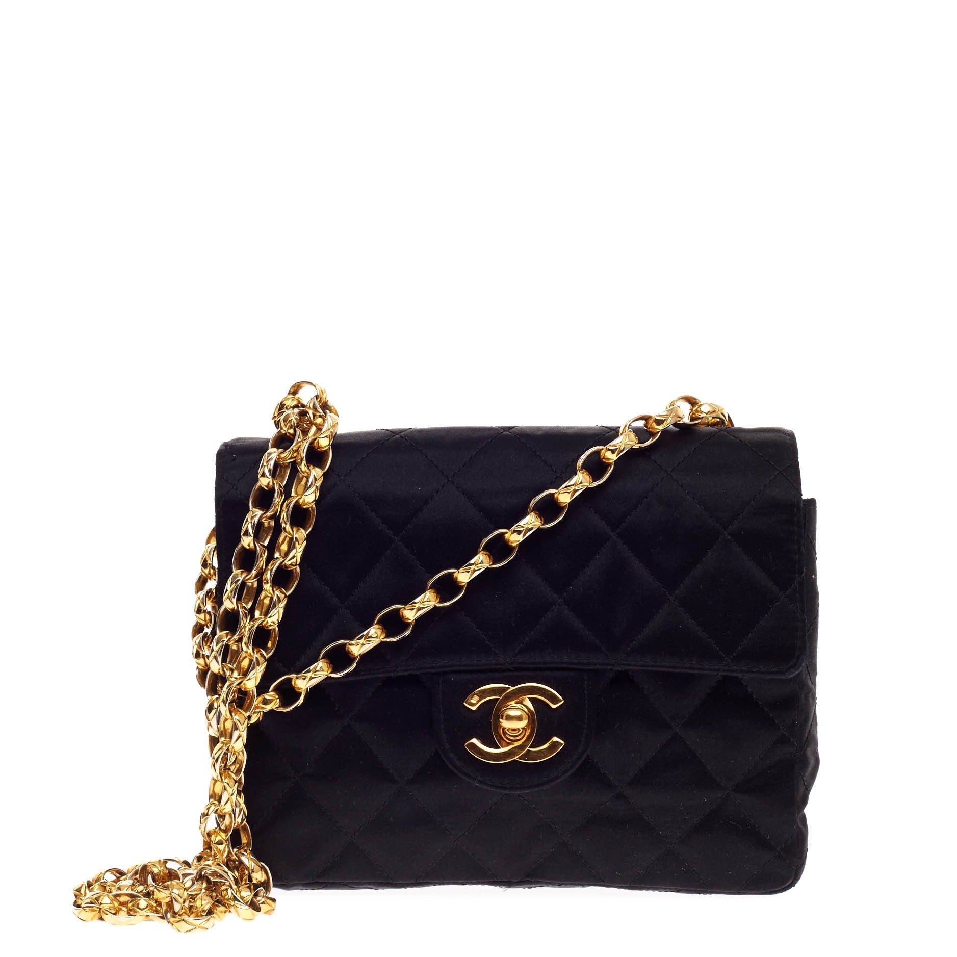 Vintage Square Classic Single Flap Bag Quilted Satin Mini