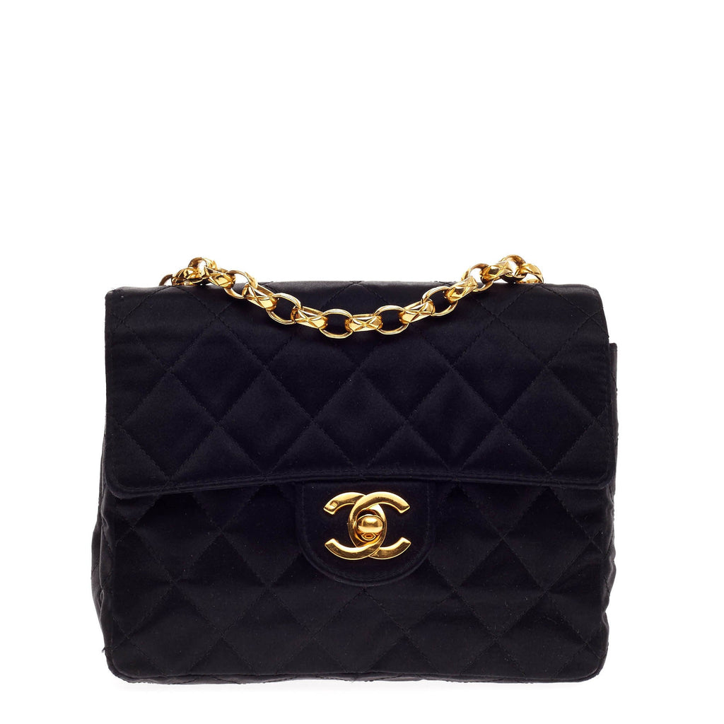 Vintage Square Classic Single Flap Bag Quilted Satin Mini