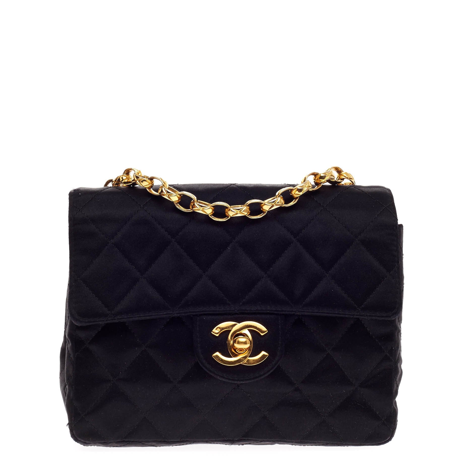 Vintage Square Classic Single Flap Bag Quilted Satin Mini