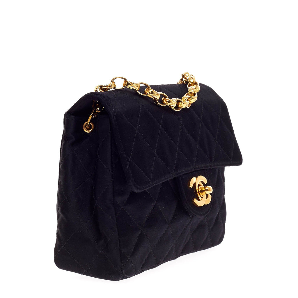 Vintage Square Classic Single Flap Bag Quilted Satin Mini