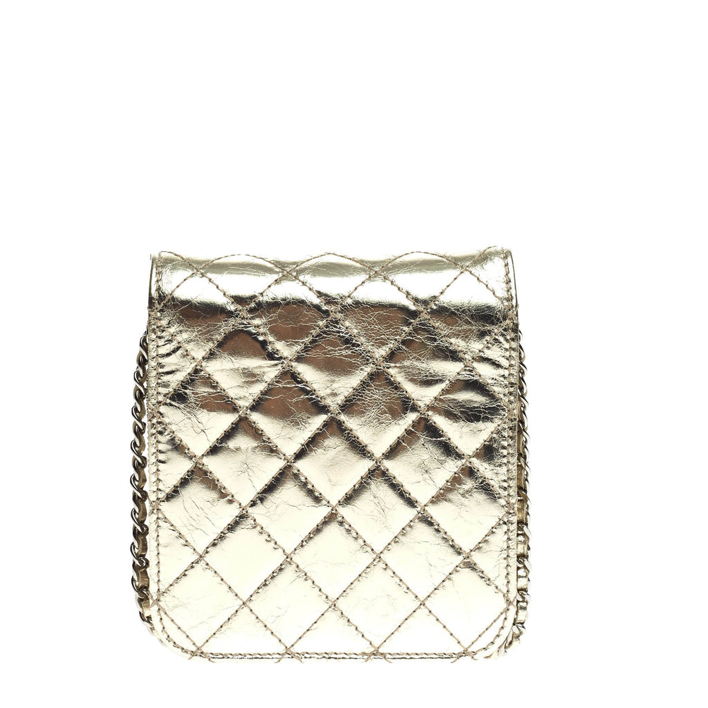 Wallet on Chain Flap Quilted Metallic Calfskin Mini