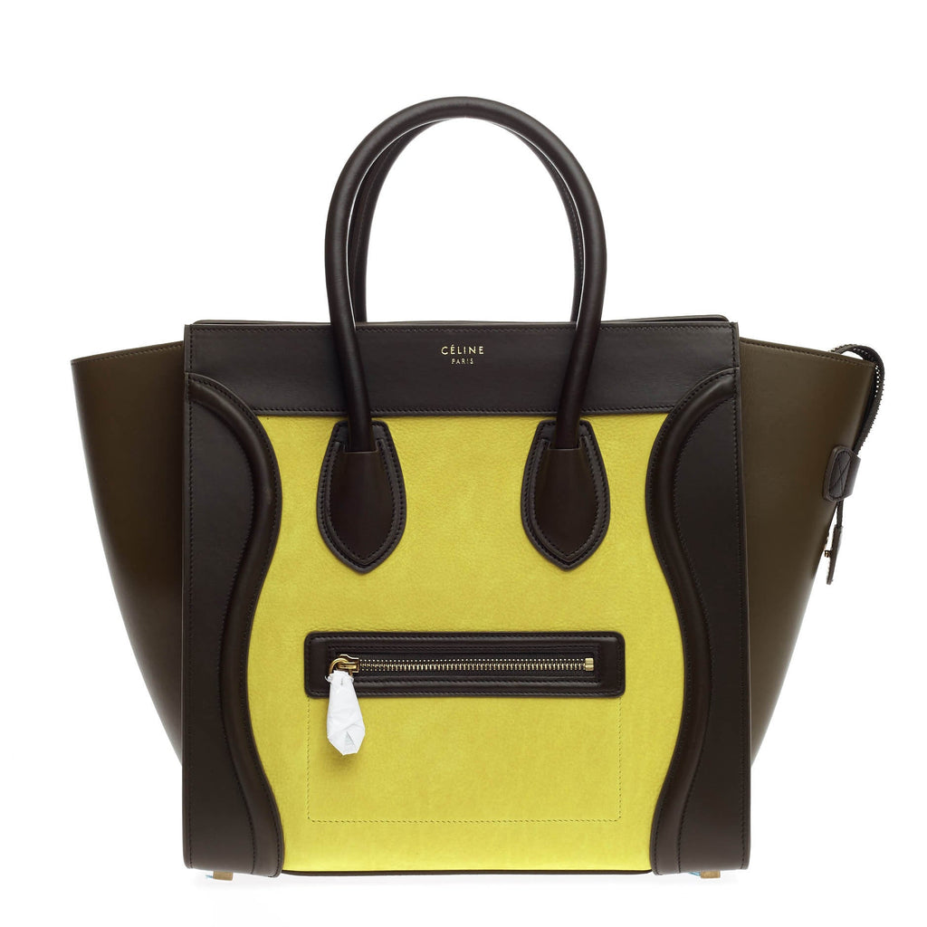 Tricolor Luggage Handbag Nubuck Mini