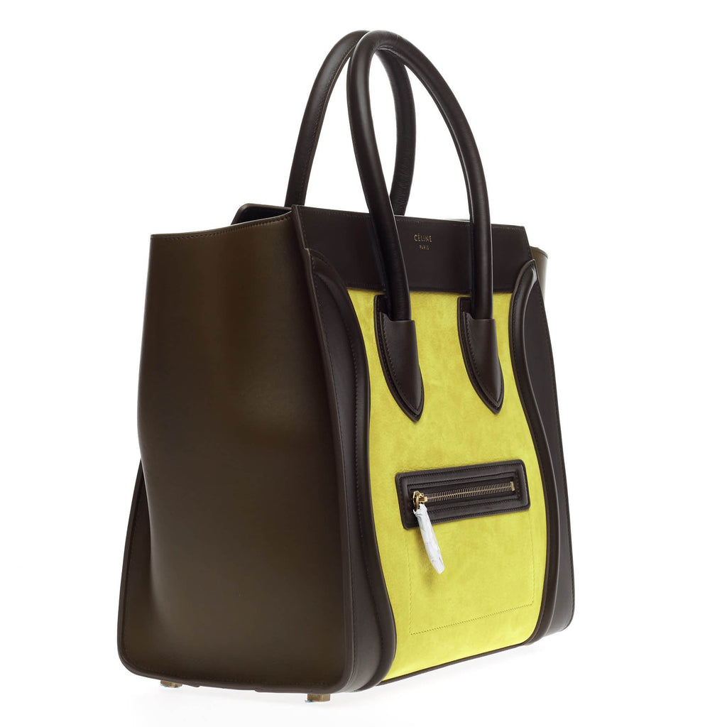 Tricolor Luggage Handbag Nubuck Mini