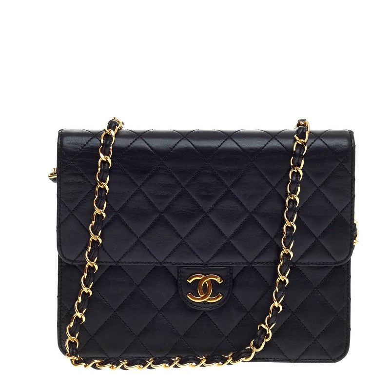 Vintage Clutch with Chain Quilted Leather Small