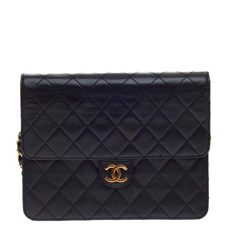 Vintage Clutch with Chain Quilted Leather Small