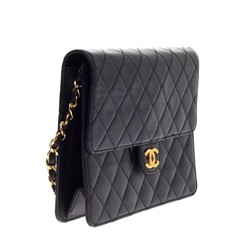 Vintage Clutch with Chain Quilted Leather Small