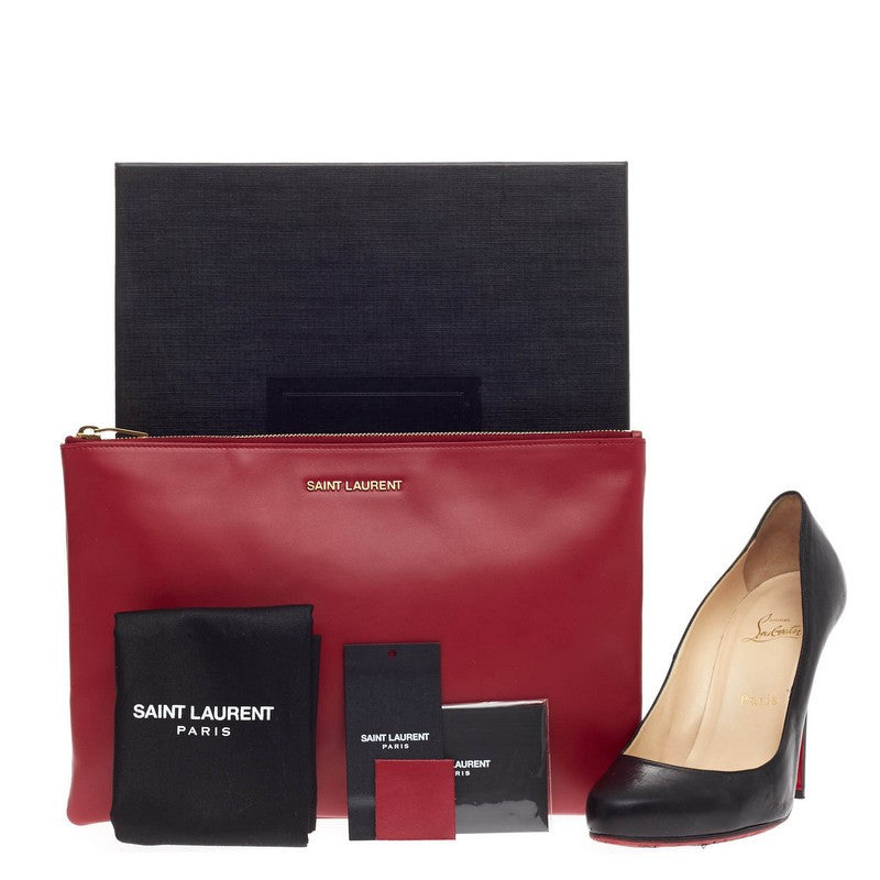 Letters Zip Clutch Leather Medium