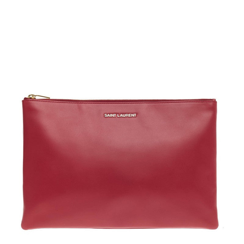 Letters Zip Clutch Leather Medium