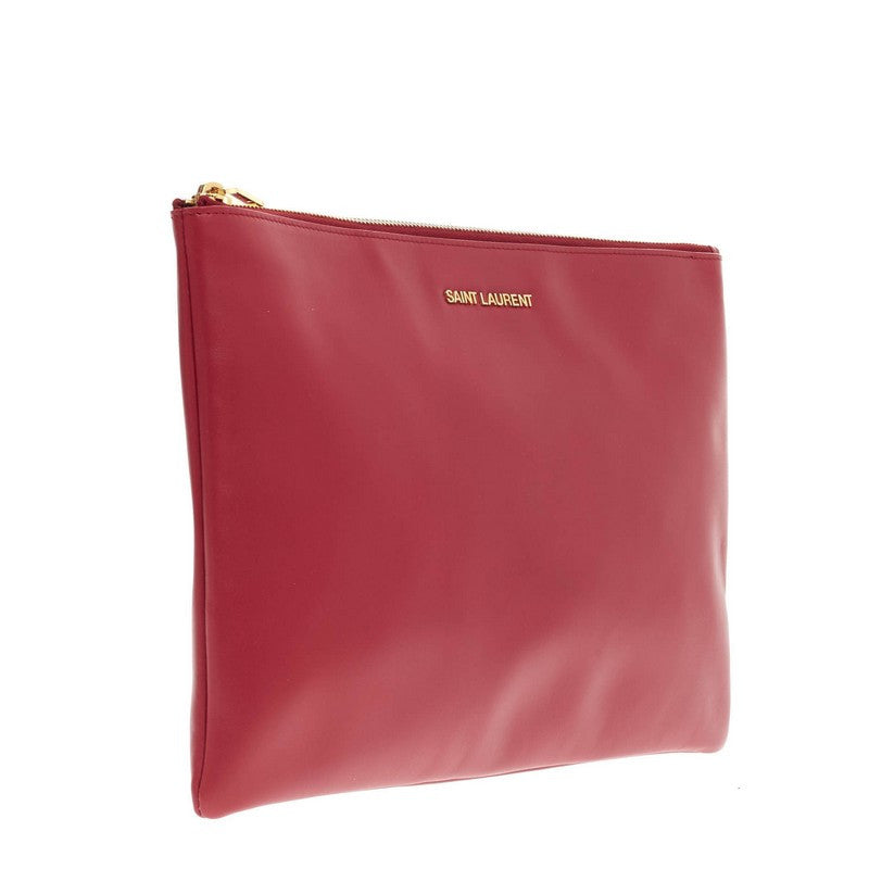 Letters Zip Clutch Leather Medium