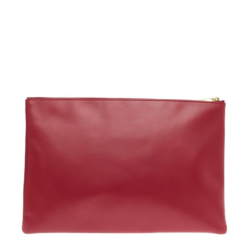 Letters Zip Clutch Leather Medium