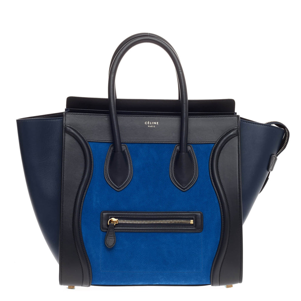 Tricolor Luggage Handbag Nubuck Mini